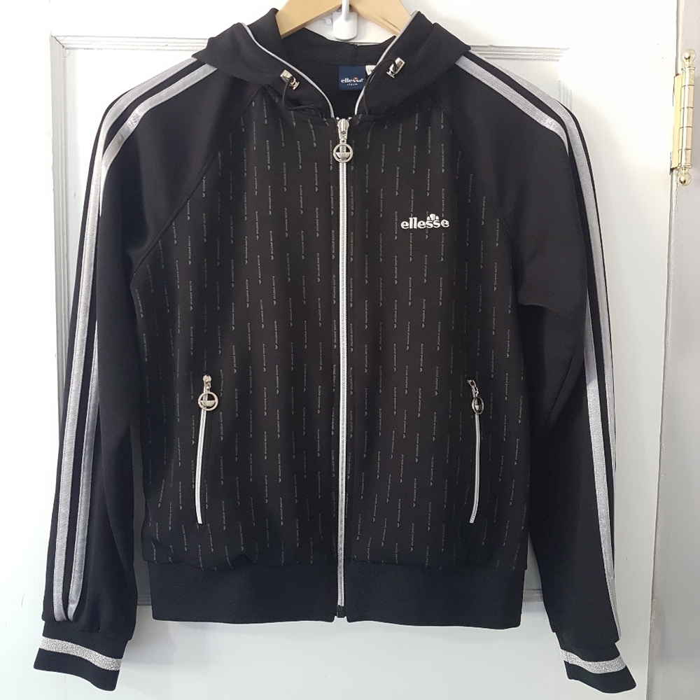 Ellesse Tenniscore Sporty Full Zip Hooded Track Jacket Sz S/90